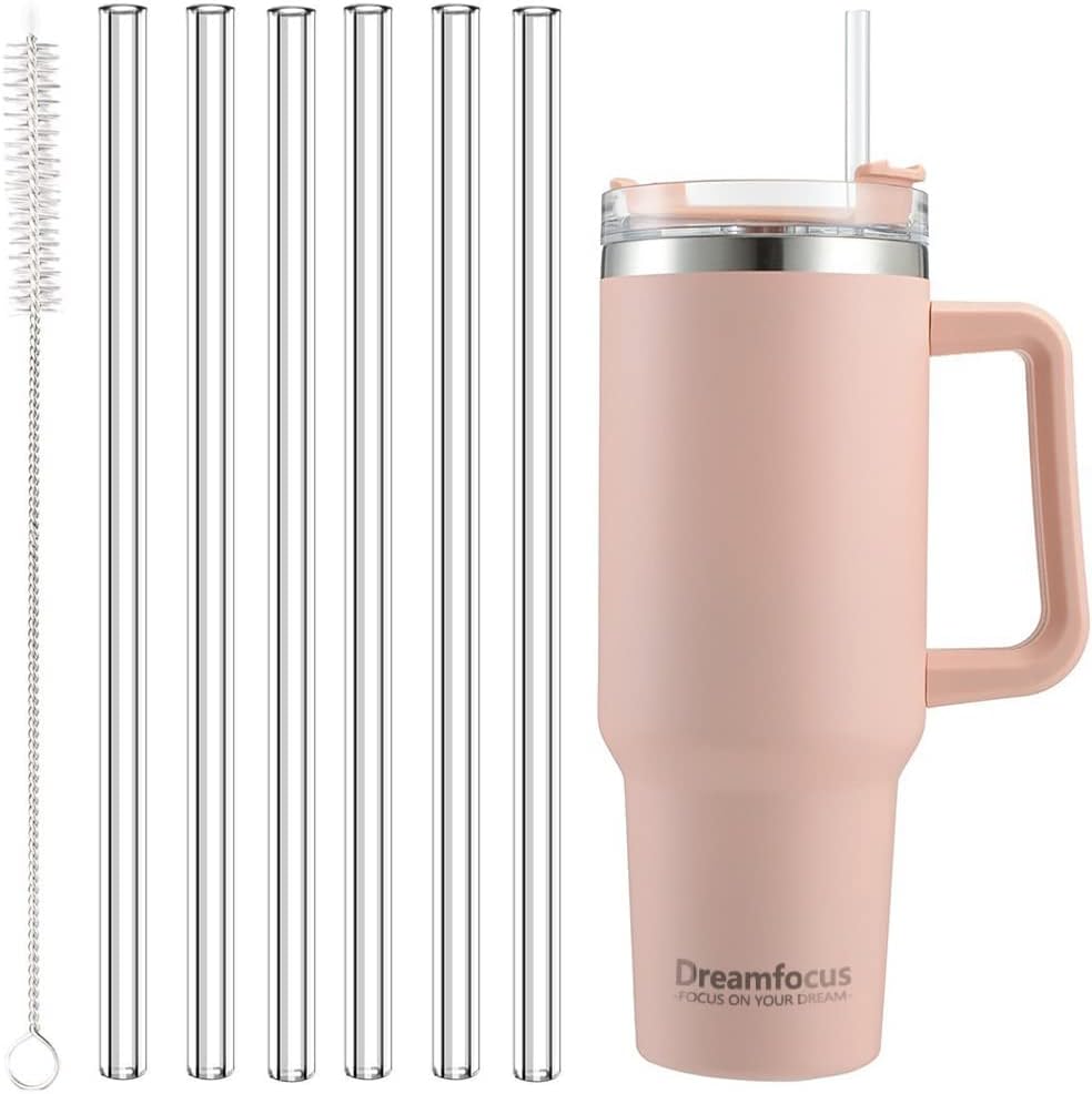 Dreamfocus Straw Replacement with Cleaner Brush for Stanley 40 oz Tumbler- 6 PCS (Doesn't Include Tumbler)