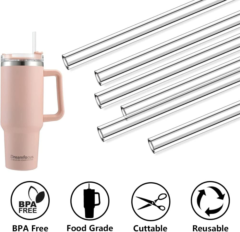 Dreamfocus Straw Replacement with Cleaner Brush for Stanley 40 oz Tumbler- 6 PCS (Doesn't Include Tumbler)